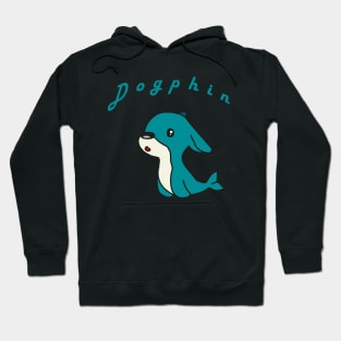 Dog X Dolphin AKA DOGPHIN | Simple line design with text Hoodie